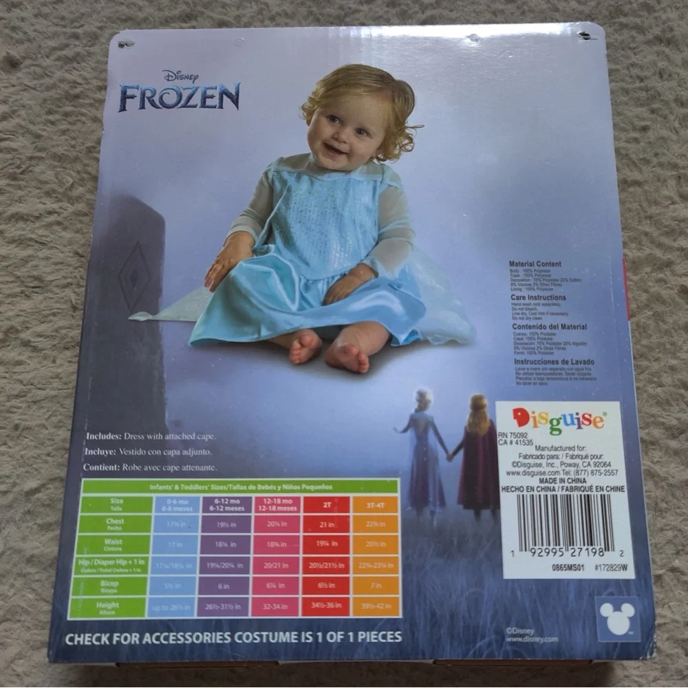 Disney Frozen Elsa Infant Costume 12-18 Months Blue Disguise Dress Up Halloween